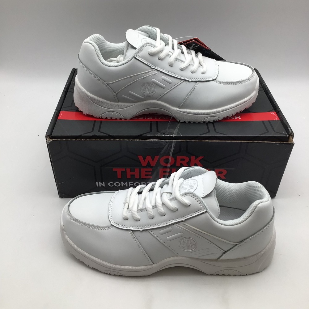 SlipGrips White Slip Resistant Work Shoes SpiderGrip Womens‎ Size 9.5 NEW